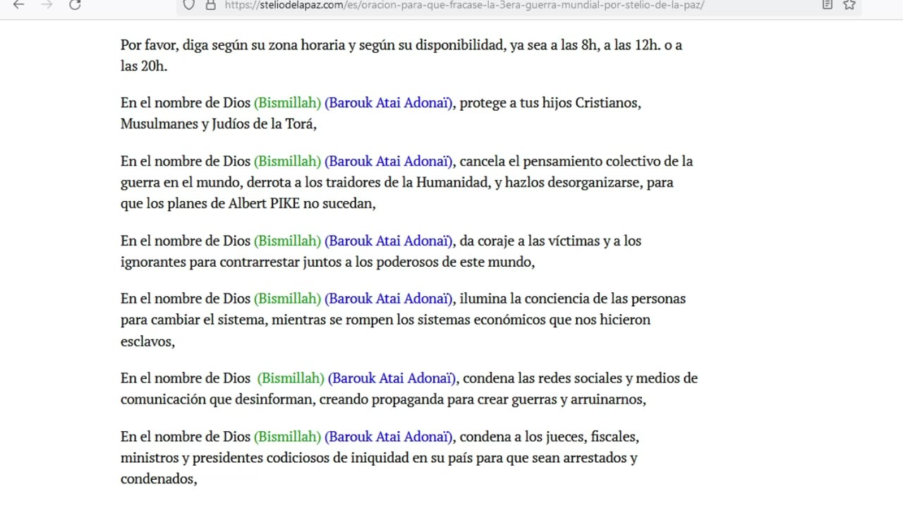 Oracion para que fracase 3era guerra Mundial