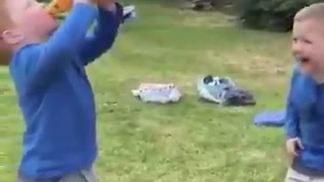 This chil are happy. if you want know why they are happy watch this video this is funny. 😂😂😂😂