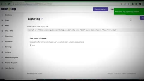 Monetag earning trick $450 per day pro Ads setup