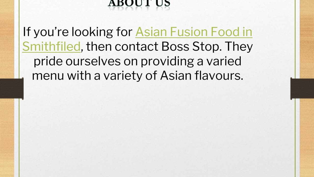 Asian Fusion Food in Smithfiled,