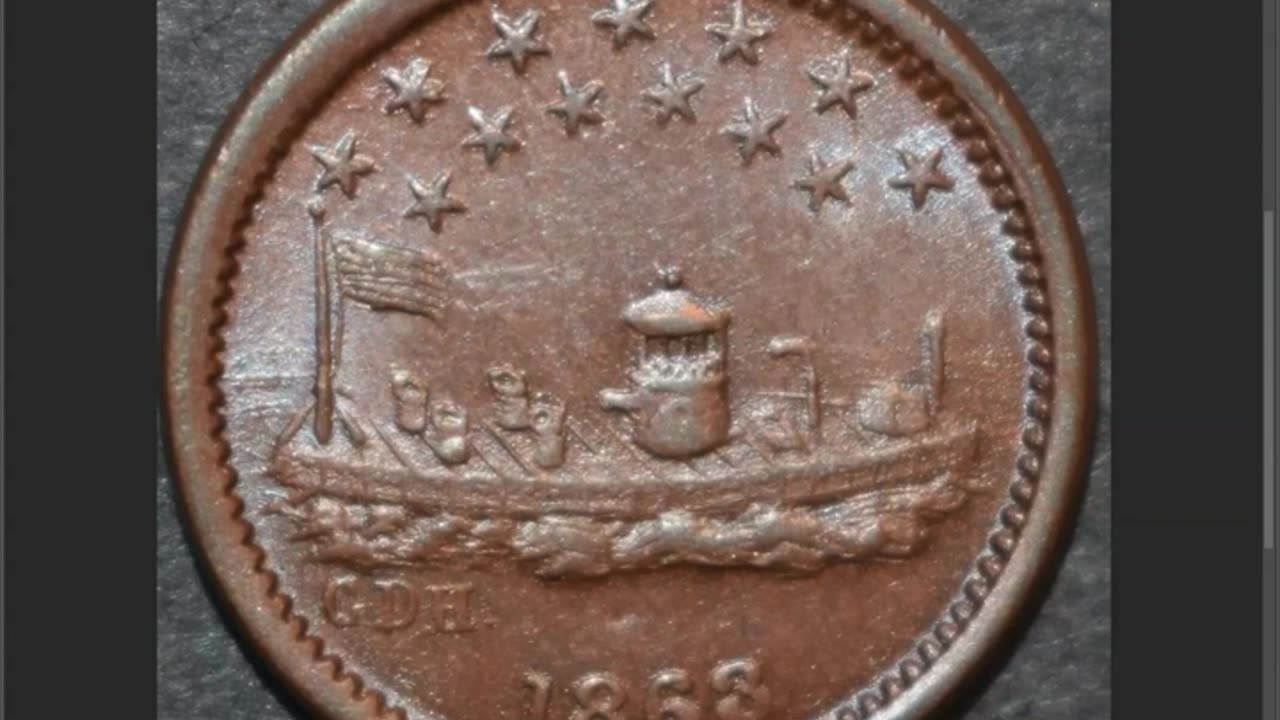 1863 Monitor _ Our Navy F-240 - 337a Civil War Token BU Brilliant Uncirculated, Great Luster