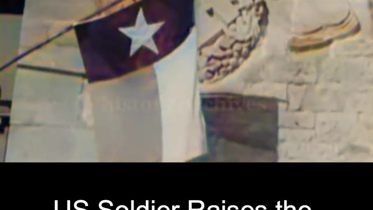 US Soldier Raises the Texas Flag Over the German Siegfried Line - Symbolic