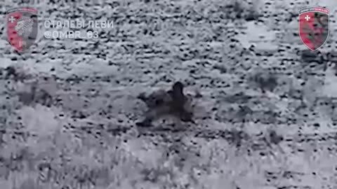 Russian Infantry Group Caught Moving Through Open Field