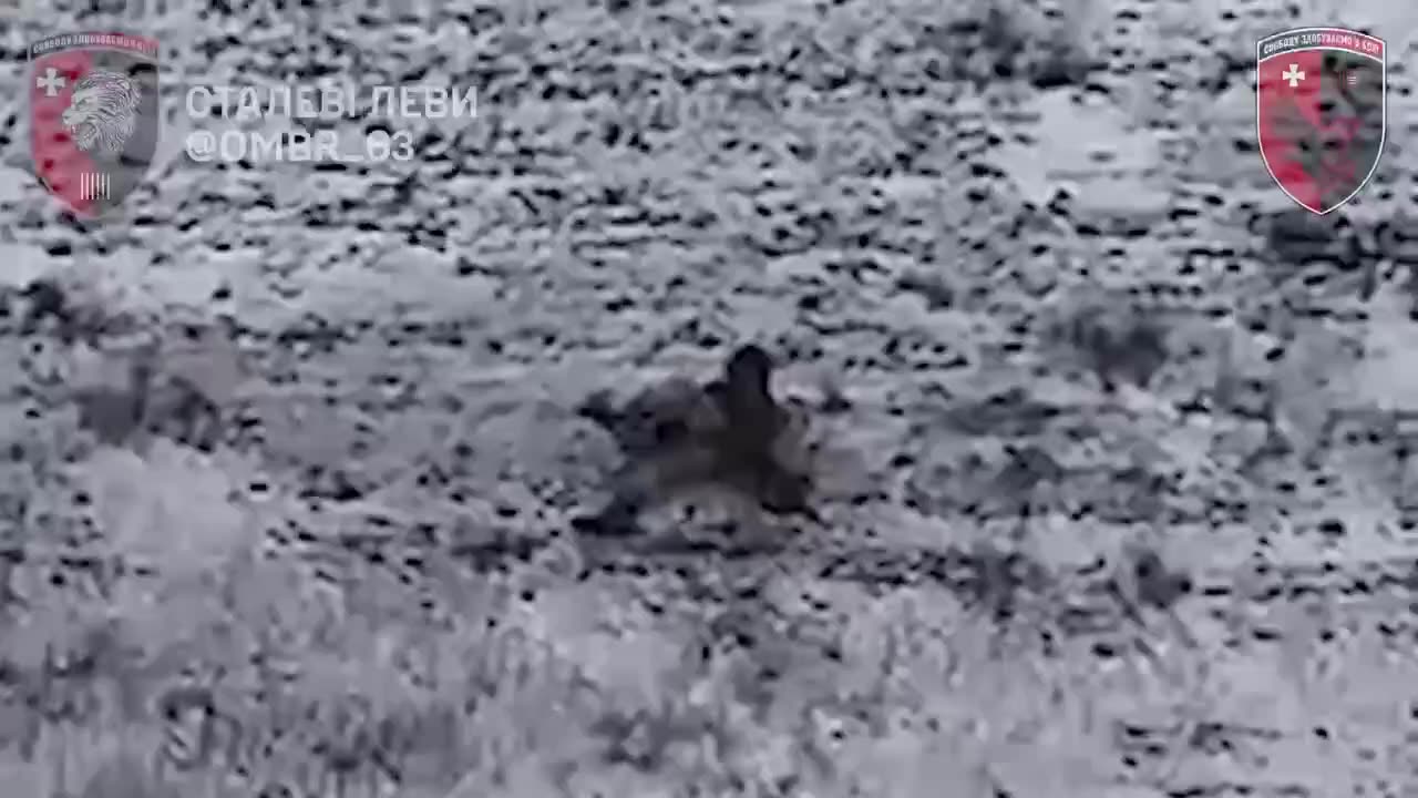 Russian Infantry Group Caught Moving Through Open Field
