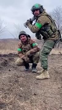 Ukrainian soldiers are shooting baseball videos