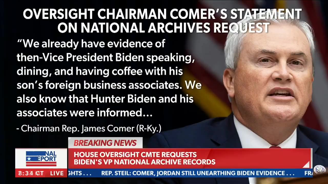 Rep Comer DEMANDS Nat'l Archives Release Biden Pseudonym Robert L Peters docs