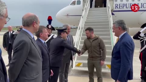 Ukraine's Zelenskiy arrives in Italy for talks with PM, pope