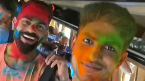 Holi with Indian cricketers,Virat kholi,Rohit Sharma,Shubman Gill