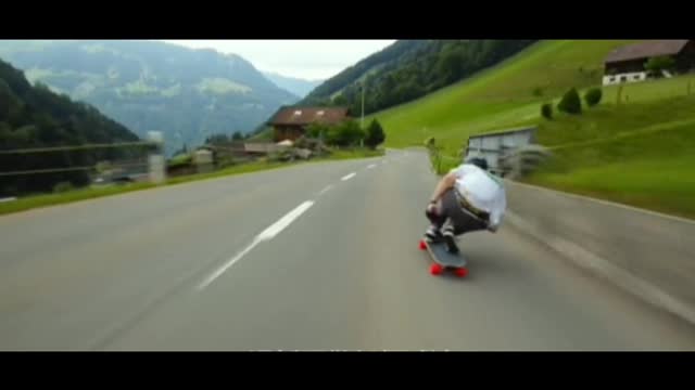 There is only one person playing skateboard on the road