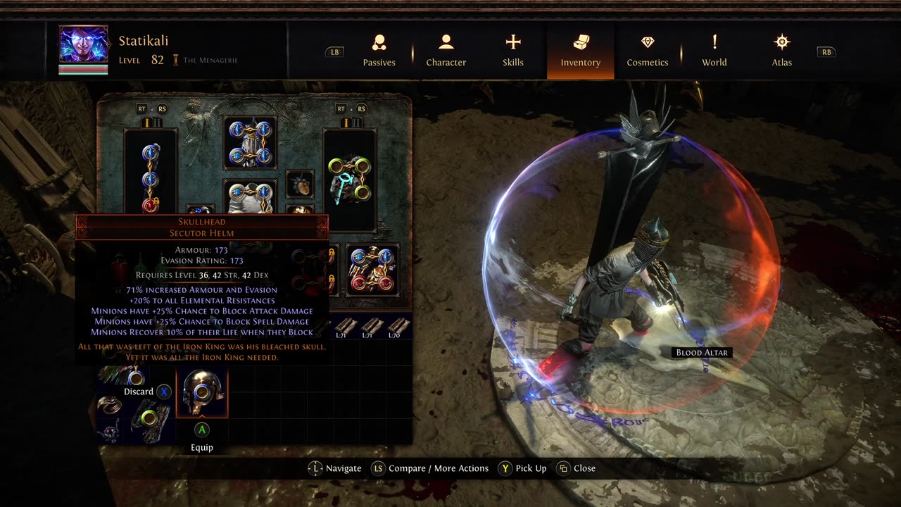 POE SSF Crucible Unique Secutor Helmet Skullhead