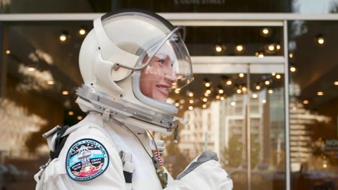 Woman Wearing Astronaut Costume