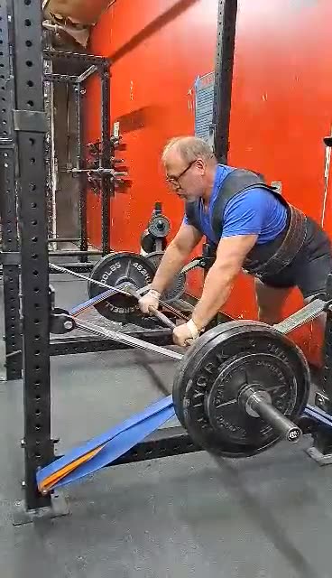 18" DL, 380 lbs bar weight + orange & blue bands 2/17/23