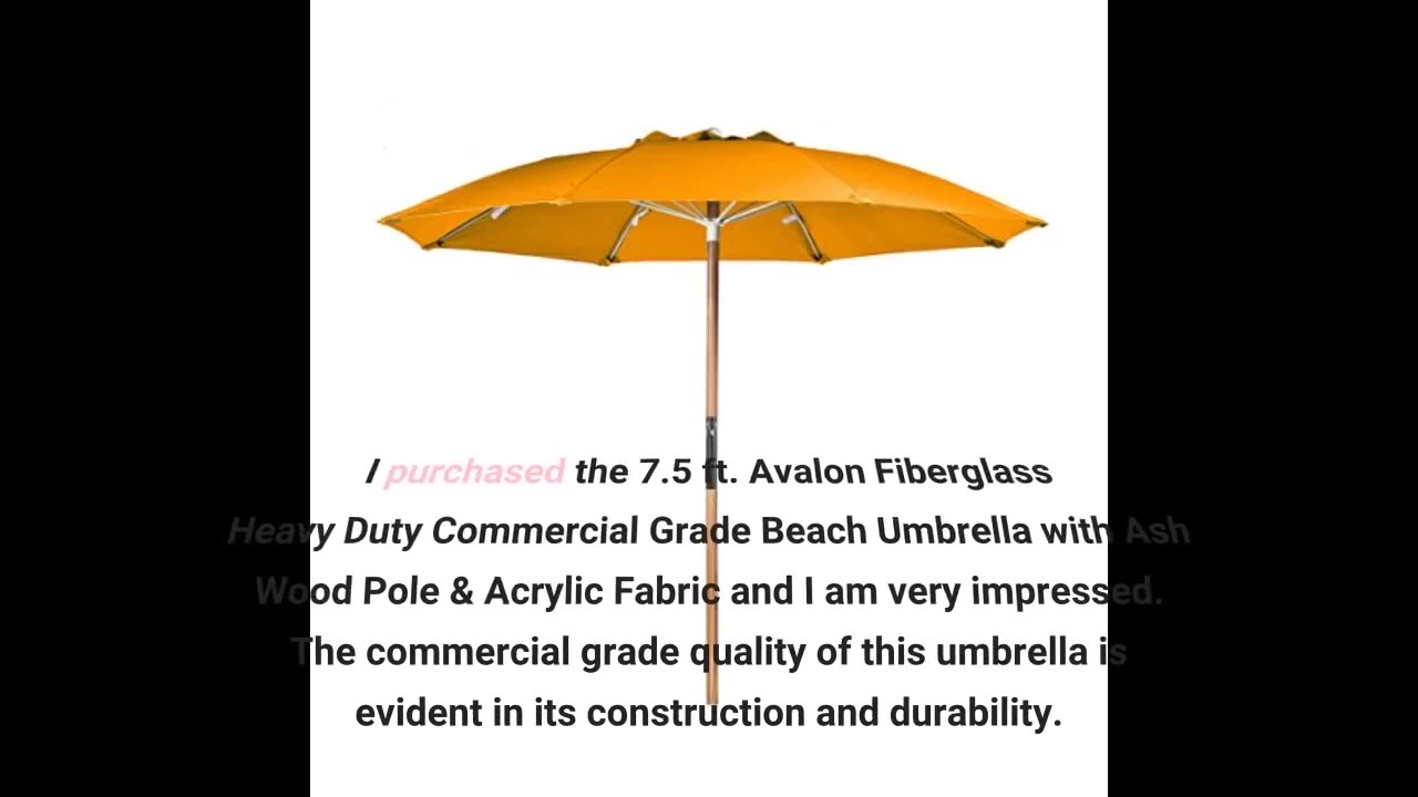 See Feedback: 7.5 ft. Avalon Fiberglass Heavy Duty Commercial Grade Beach Umbrella with Ash Woo...