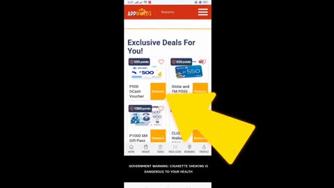 Redeem appwards to gcash
