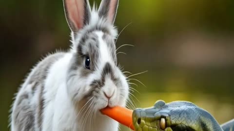 Cute rabbit and snake.