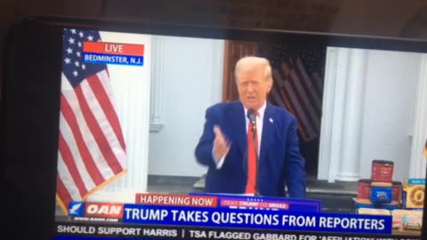 OANN 45 th president Donald Trump delivers remarks in Bedminister 08/15/24 05:45 pm