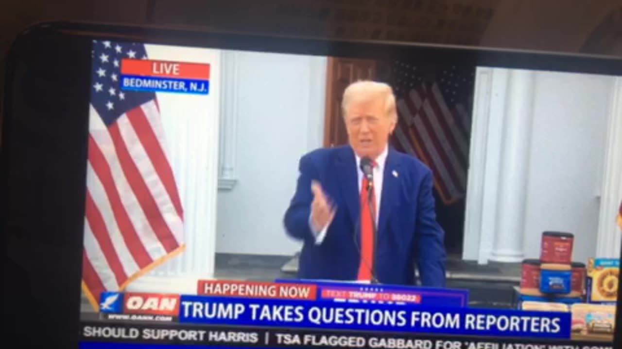 OANN 45 th president Donald Trump delivers remarks in Bedminister 08/15/24 05:45 pm