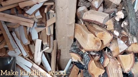 Making kindling wood.