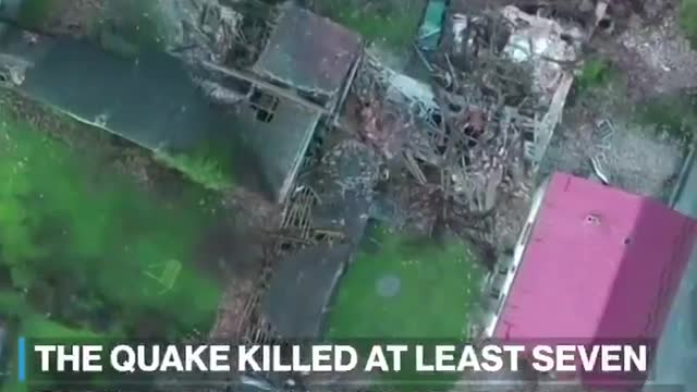 Drone footage showed collapsed and destroyed buildings in a village in Croatia.