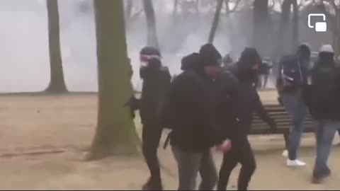Relschoppers op de vreedzame manifestatie ‘Europeans United’ 23/1/2022