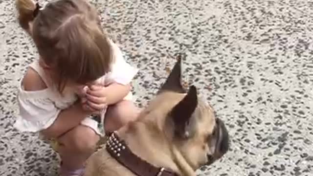 Lara ,little girl playing w her dog ,very funny