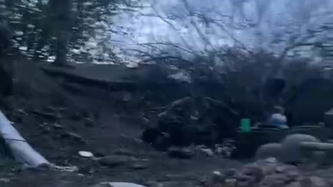 Ukrainian military near Bakhmut filming bombardment of their positions with incendiary munitions