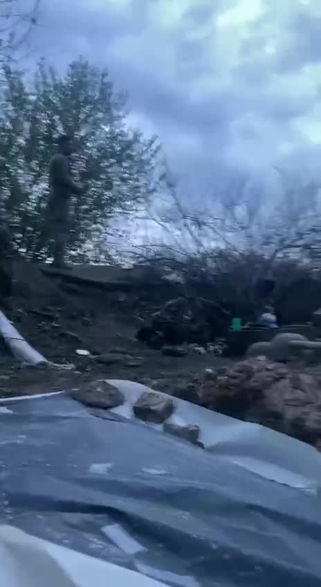 Ukrainian military near Bakhmut filming bombardment of their positions with incendiary munitions