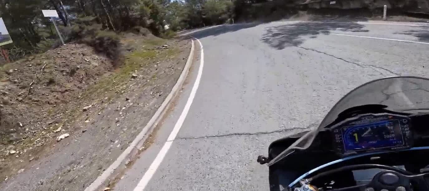 Yamaha R6 firing on all guns, driving aggressively!