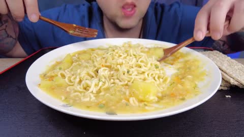 ASMR EATING PEA RAGOUT WITH NOODLES (No Talking) MUKBANG