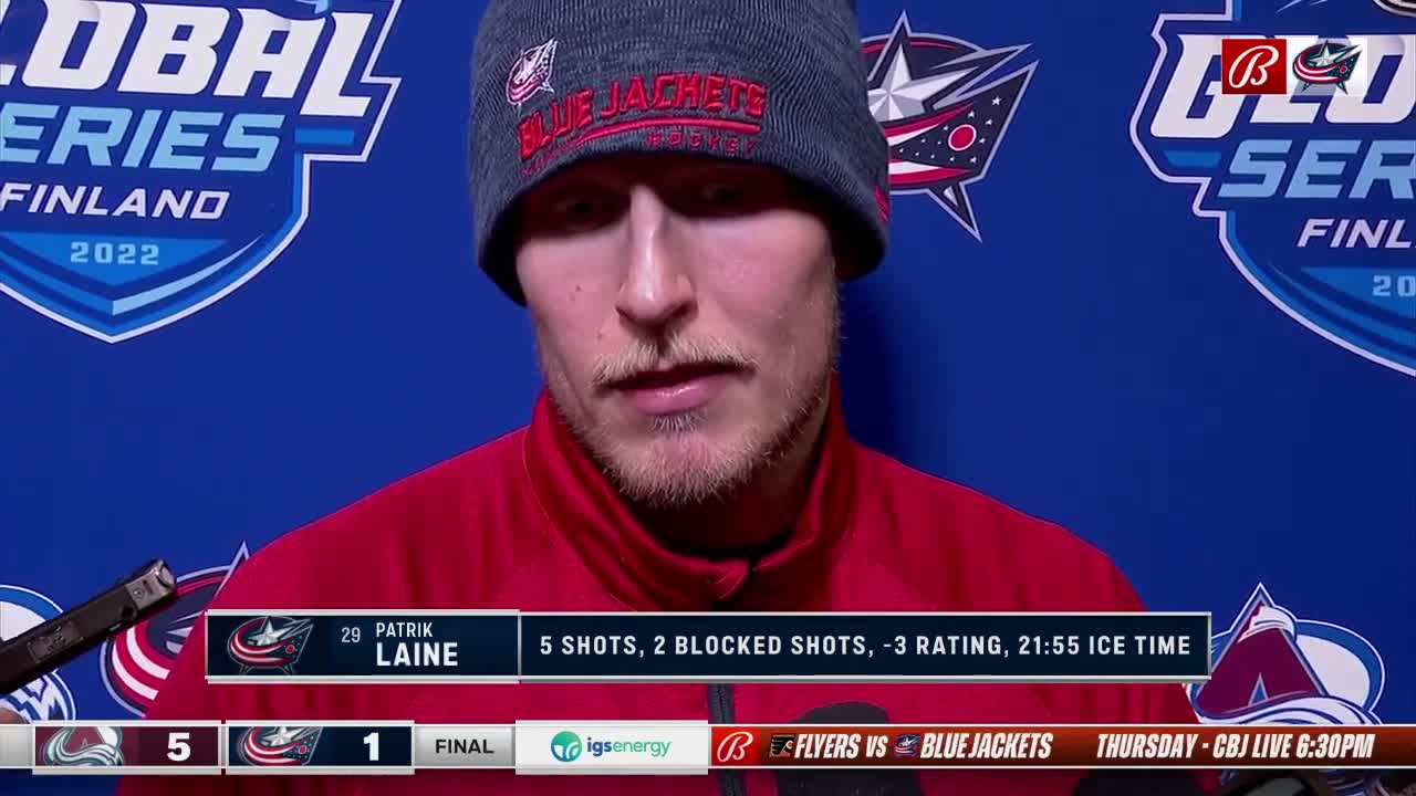 Patrik Laine says Blue Jackets need to play better after two tough losses to Avalanche in Finland
