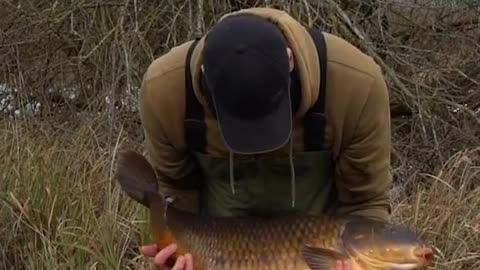 Chris with a stunning cold weather carp 🥶