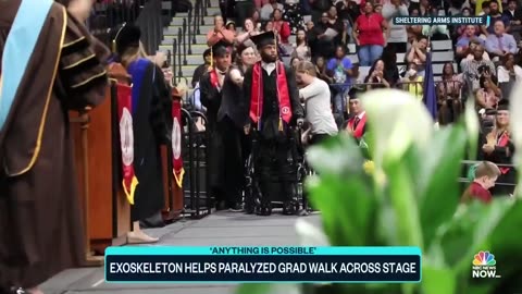 Exoskeleton helps paralyzed college grad walk across stage