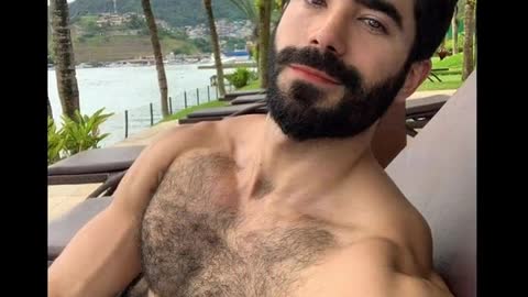 Only Handsome Hairy Muscular Men Shirtless Fitness