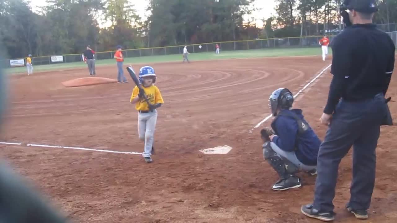Alex (8yr) playing 14u baseball with big brother's team