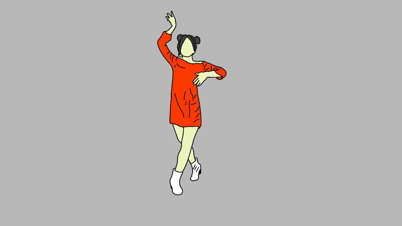 Animation Asian girl dancing