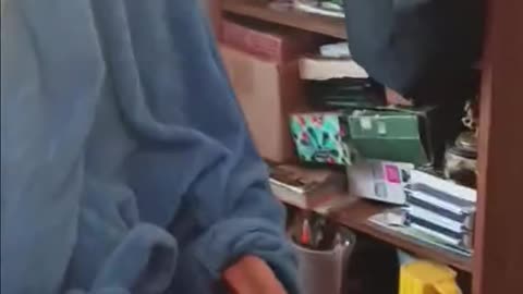 My dad opening his Christmas gift.