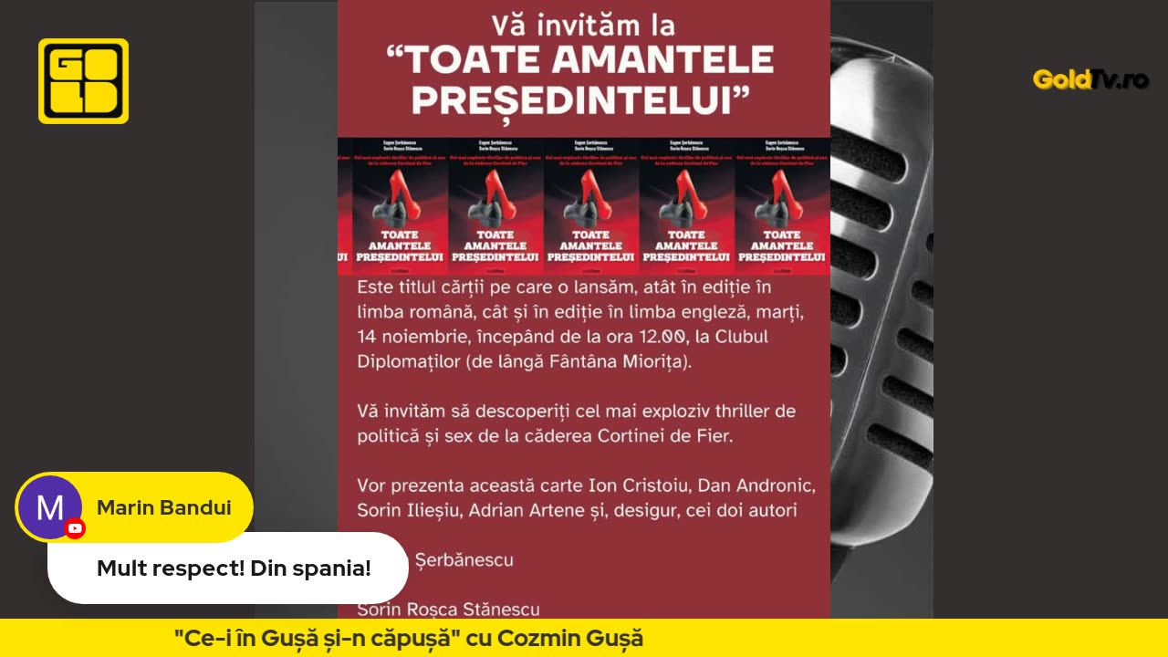 13.11.2023 - ”Ce-i în Gușă, și-n căpușă” - cu Cozmin Gușă