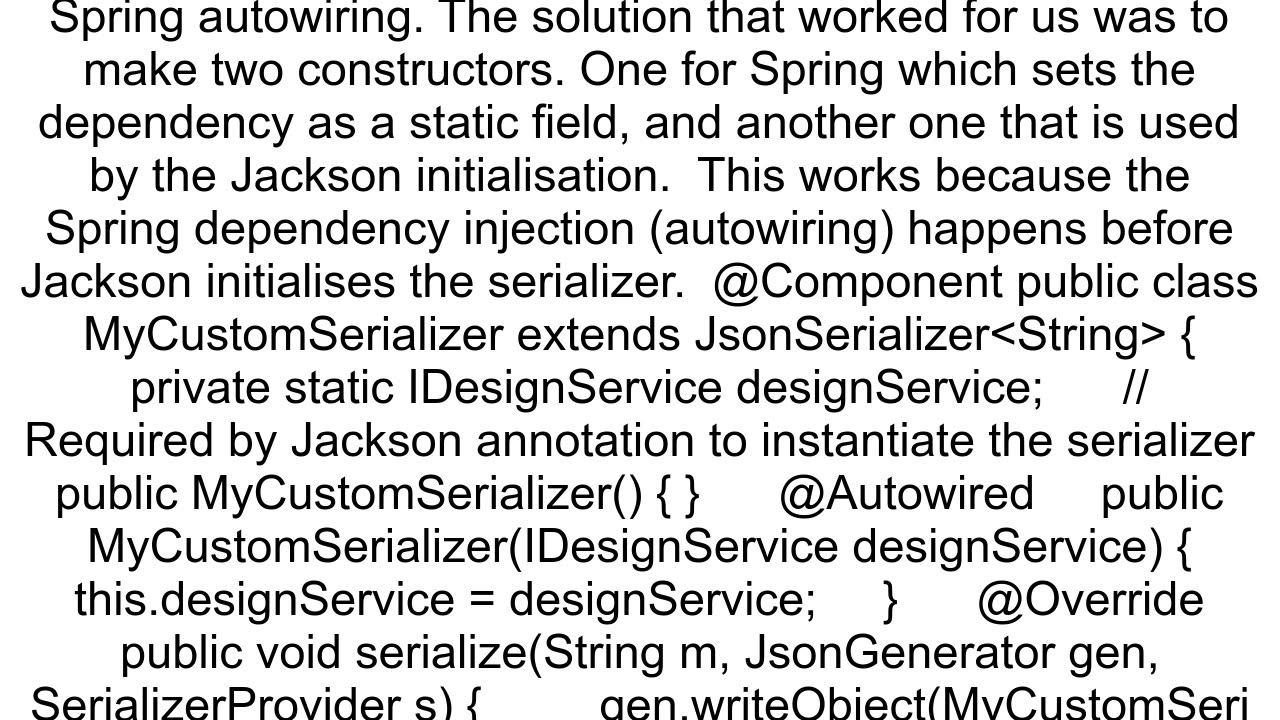 How to autowire some bean into JsonSerializer