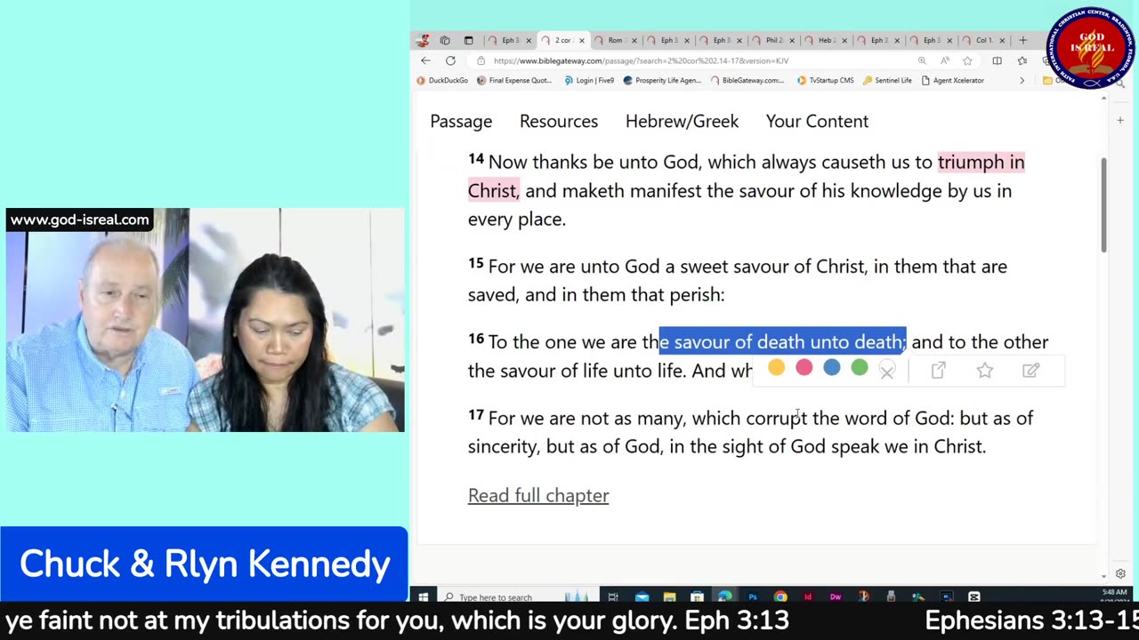 Aug.28, 2024 Book of Ephesians 3:13-15 ...faint not.. tribulations.. Day 20 - Pastor Chuck Kennedy