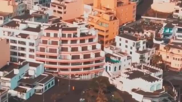 Ash From Cumbre Vieja Volcano Collects on Rooftops of Seaside Hotels