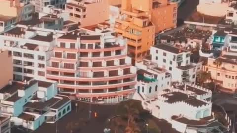 Ash From Cumbre Vieja Volcano Collects on Rooftops of Seaside Hotels