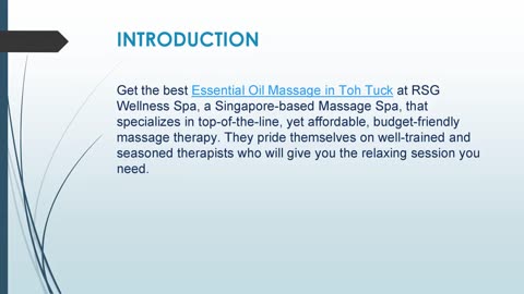 Get the best Essential Oil Massage in Toh Tuck