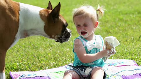 Cute girl and 🐕 dog