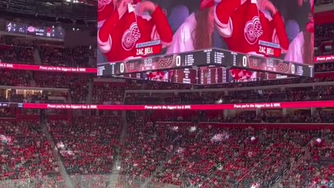 Little jumbotron appearance at opening night 🐙🏒 @Detroit Red Wings