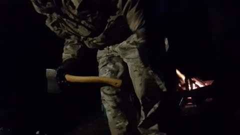 Chopping firewood blooper.
