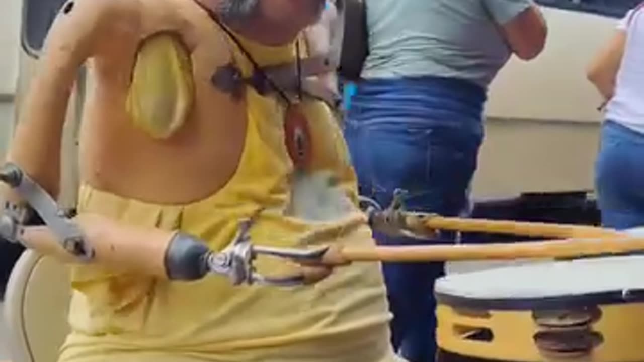 Disable playing drum on the street. This looks amazing