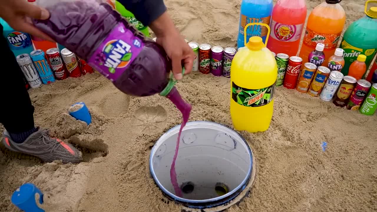Big Underground Volcanic Eruption from Coca-Cola,Mtn Dew, Monster, Fanta, 7up, Mirinda and Mentos2