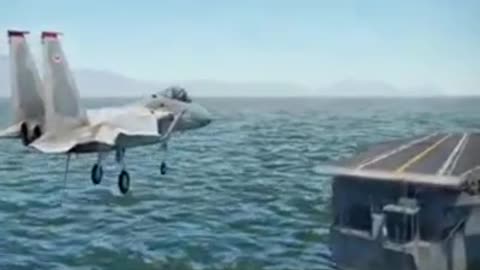 Aircraft landing on aircraft carrier