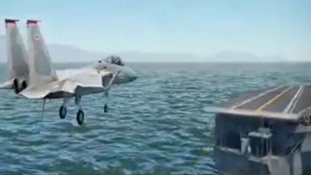 Aircraft landing on aircraft carrier