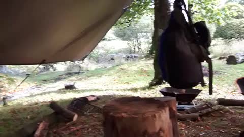 inside the Cloud peak 2 tent . under a 4x4 tarp.